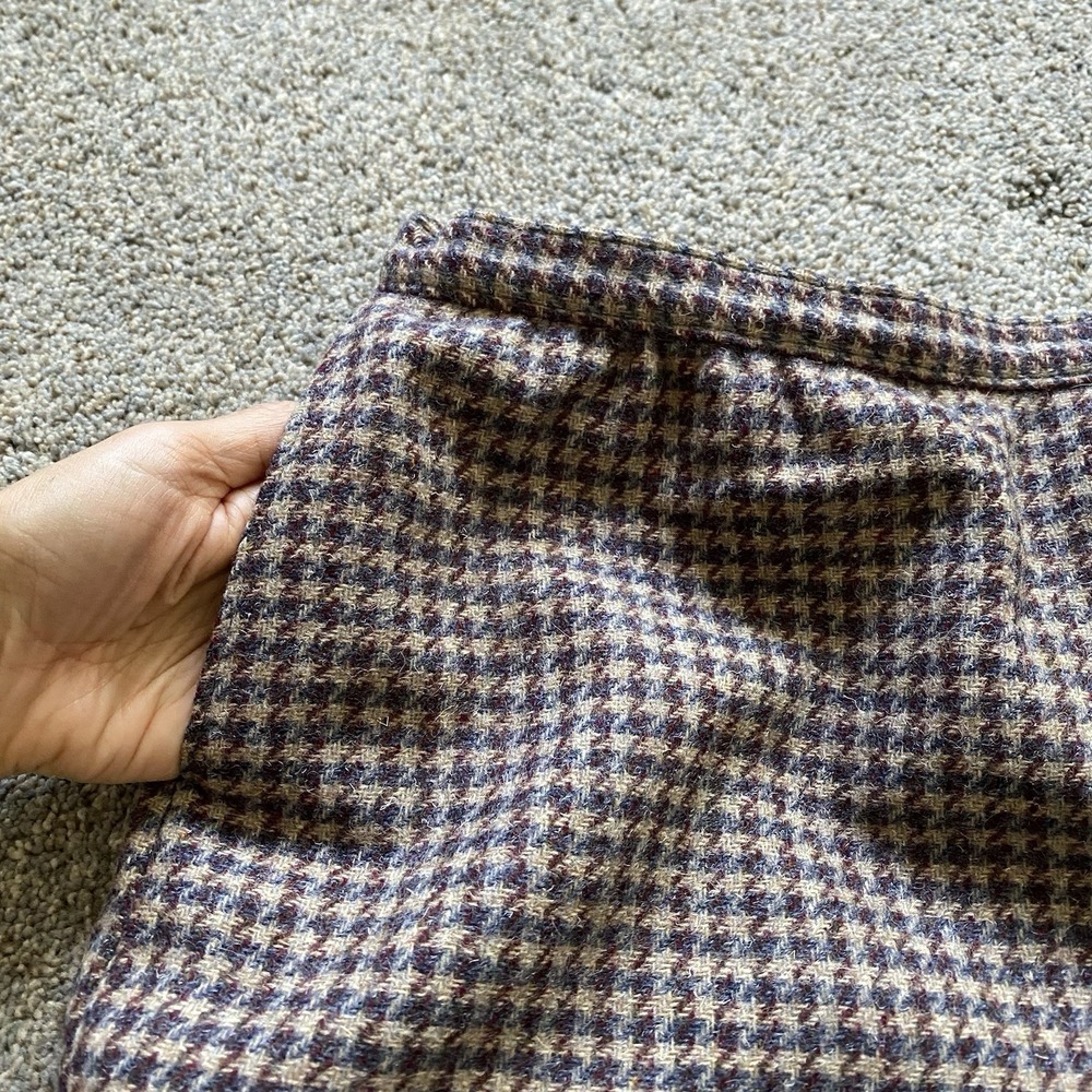 Pendleton A-Line Midi Tweed Skirt Size S / 28" Waist Brown Houndstooth Made USA - Picture 8 of 9
